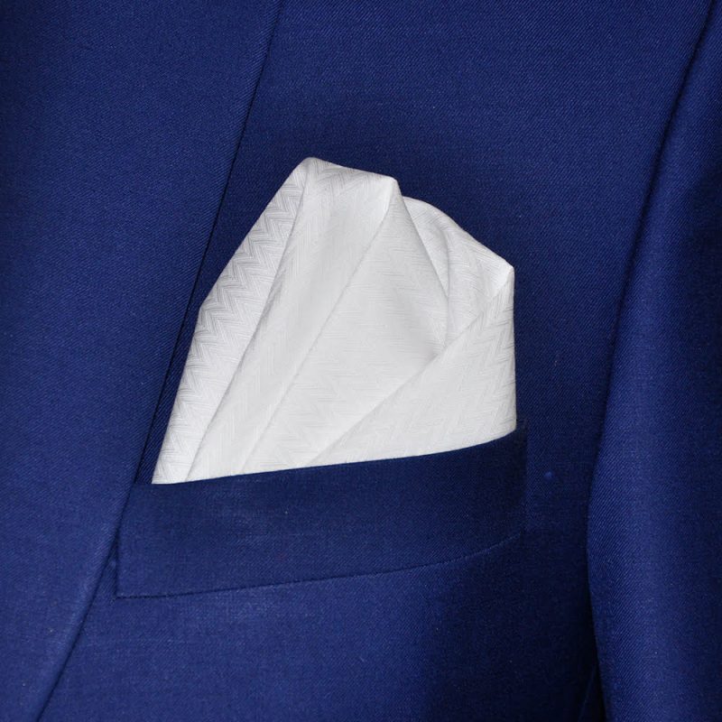 White Zig Zag Pocket Square