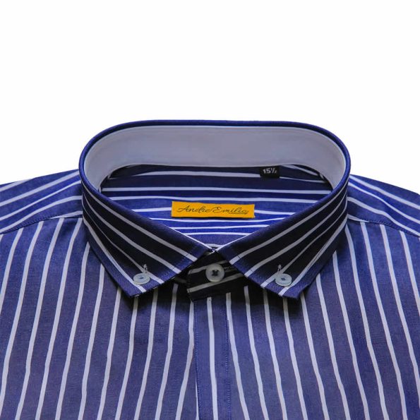 Blue Striped Shirt Collar