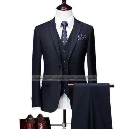 Customize Ink Blue Kings Suit With V Shape Waistcoat