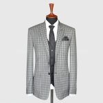 Windowpane Check Gray 3 Piece Suit