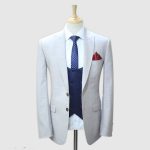 Light Grey 3 Piece Suit with Black Waistcoat