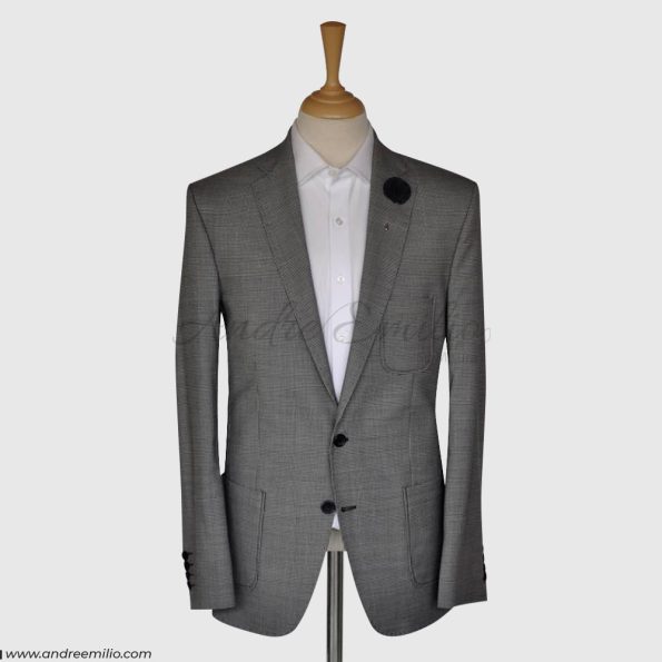 2 Piece Gray Self Texture Suit for Men