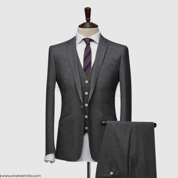 Modern Fit Charcoal Gray 3 Piece Suit