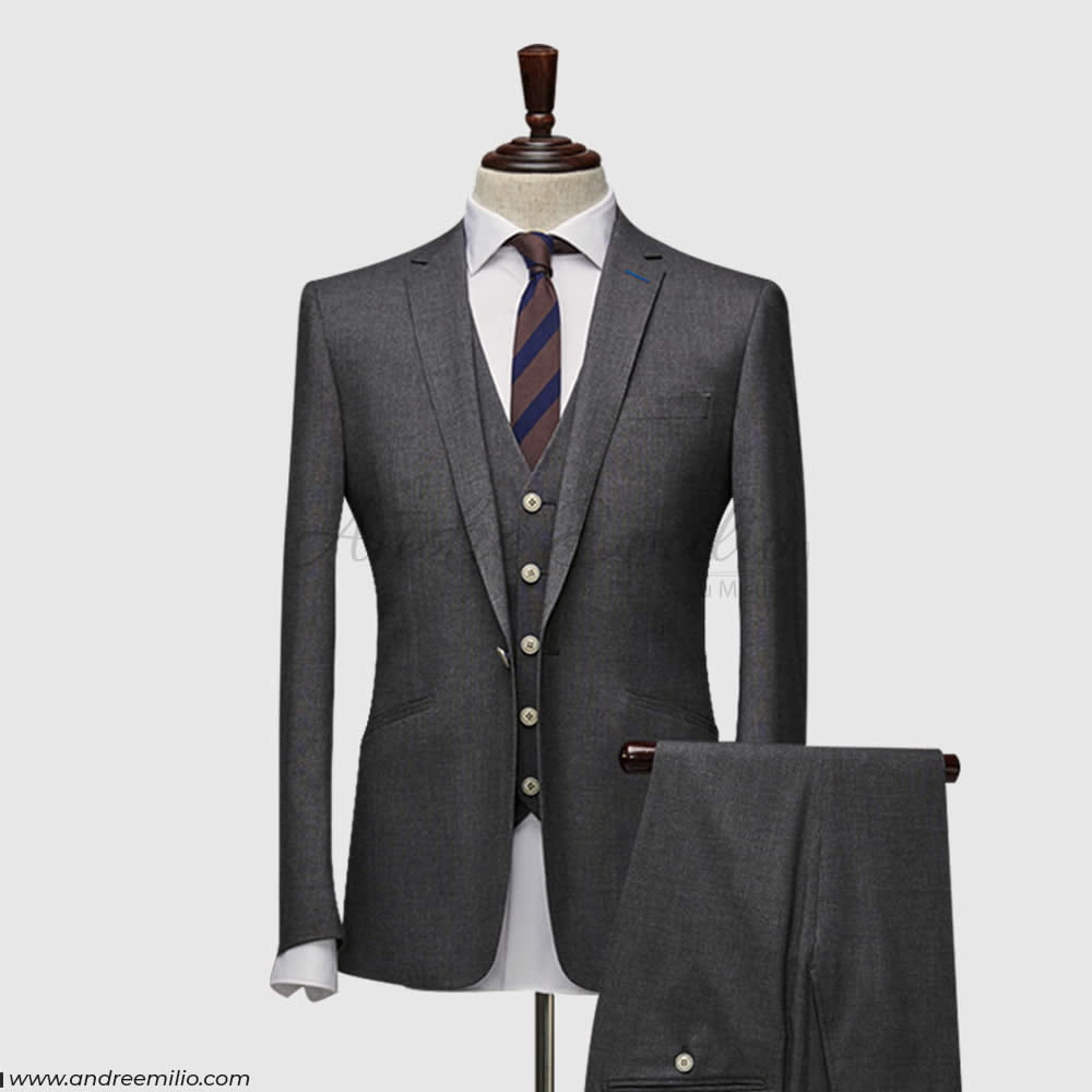 Buy Modern Fit Charcoal Gray 3 Piece Suit, 30% Off Emilio