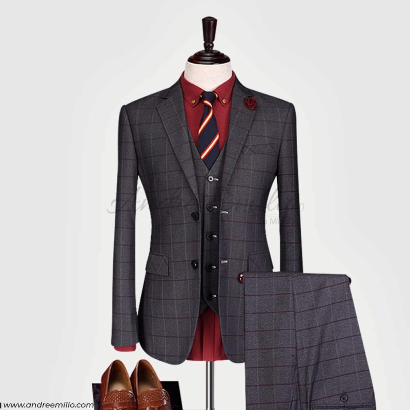 Dark Grayish Magenta 3 Piece Suit