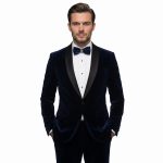 Andre Emilio Blue Velvet Tuxedo With Satin Lapel