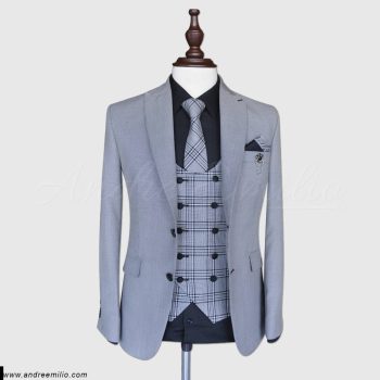 Tailored Fit Mens Grey 3 Piece Suit