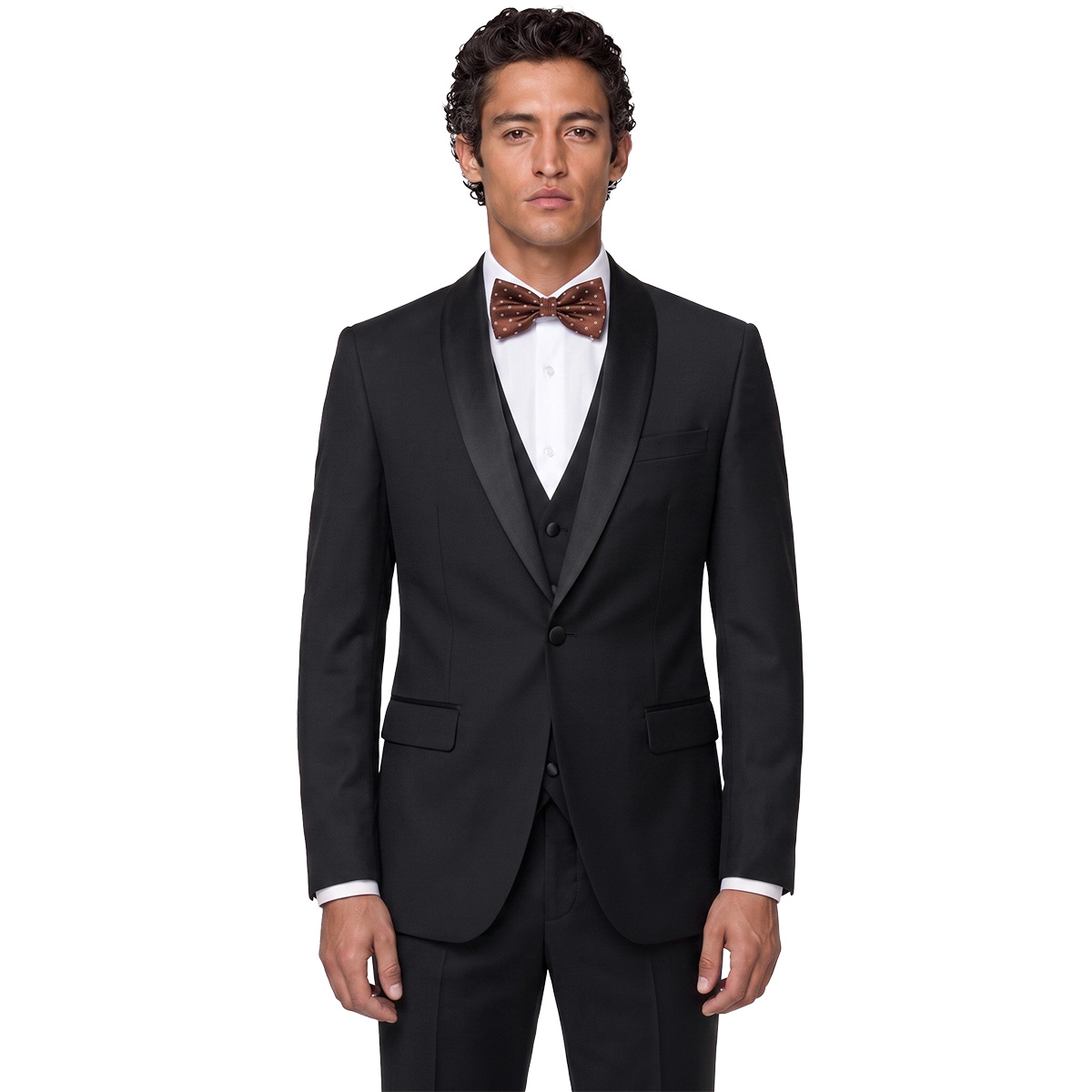 Andre Emilio Black Tuxedo With Waistcoat Men
