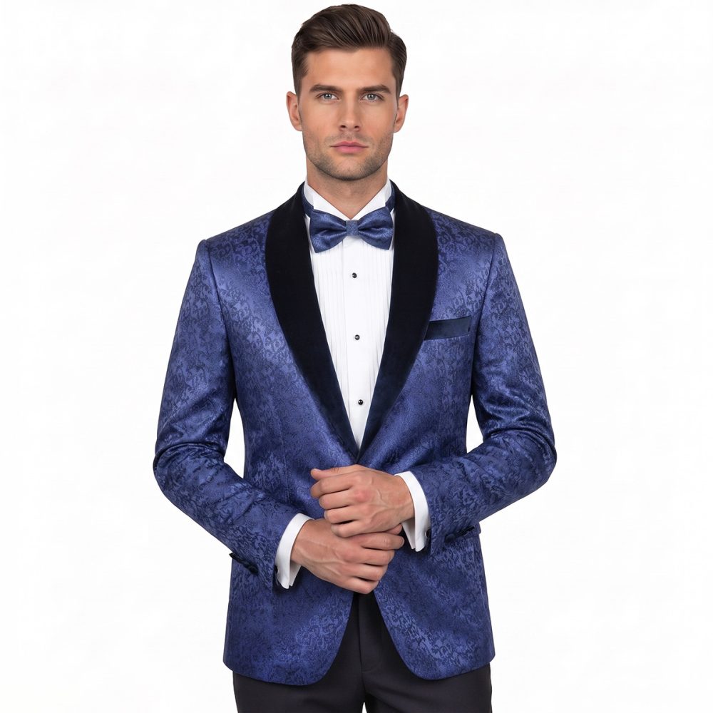 Andre Emilio Textured Blue Tuxedo For Men