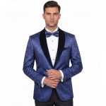 Andre Emilio Textured Blue Tuxedo For Men