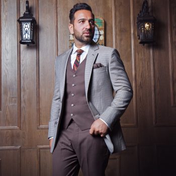 Charcoal Brown 3 Piece Suit Side