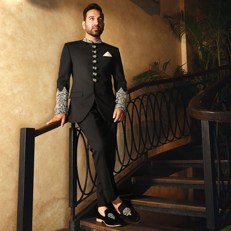 Black Embroidered Prince Suit