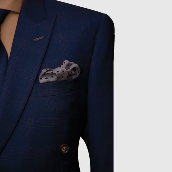 Dark Navy Blue Double Breasted Suit Lapel