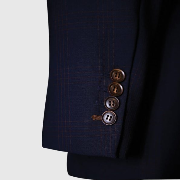 Dark Navy Blue Double Breasted Suit Sleeve