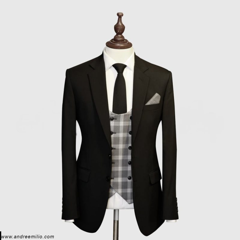 Jet Black 3 Piece Suit For Men