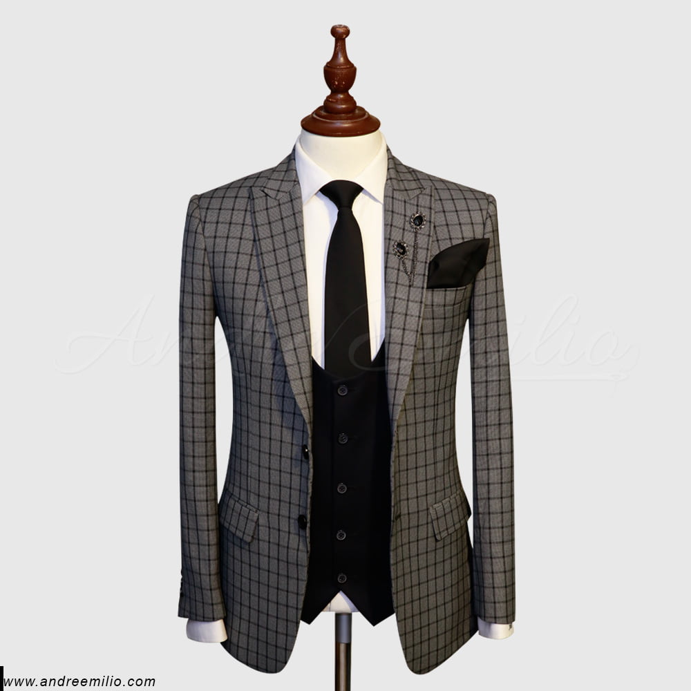 Buy Grey Checked 3 Piece Suit, 30% Off | Andre Emilio