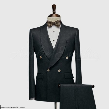 Men Grey Double Breasted Suit