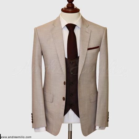 Modern Fit Off White 3 Piece Suit