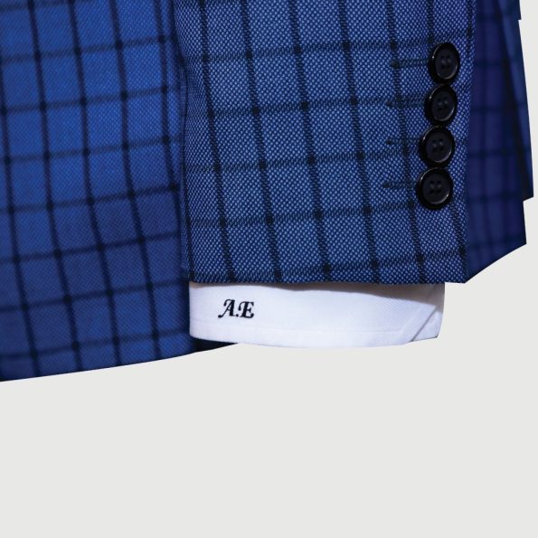 Blue Checked Suit Sleeve