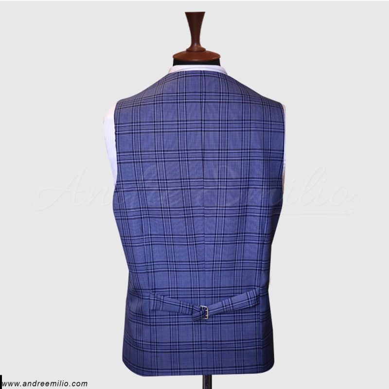Dark Blue Check Vest back