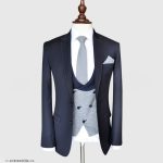 Slim Fit Bluish Grey 3 Piece Suit