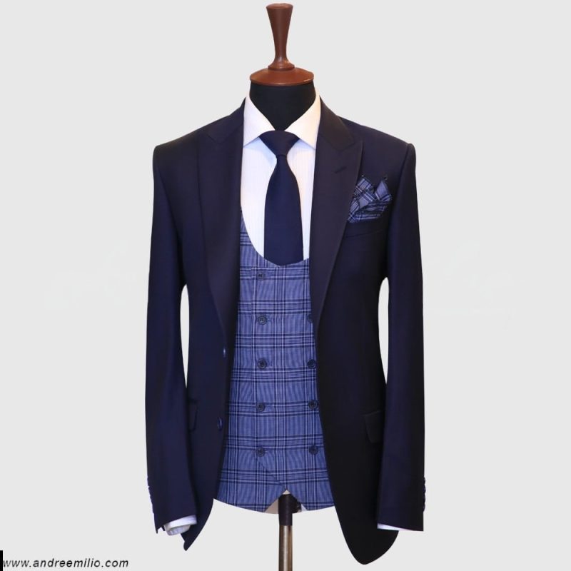 Dark Blue Two Button 3 Piece Suit
