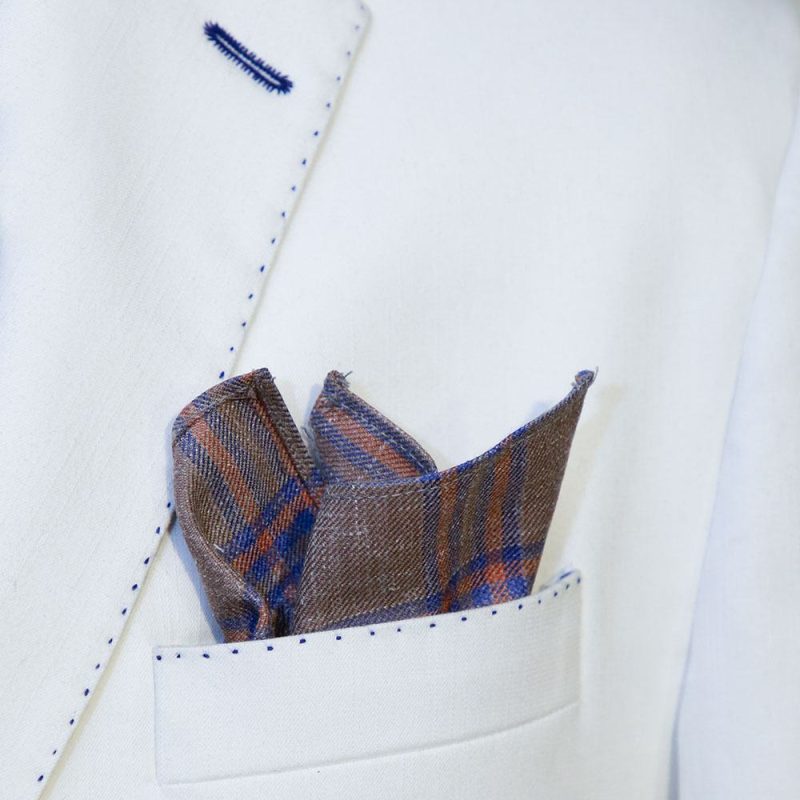 Brown Checked Pocket Square