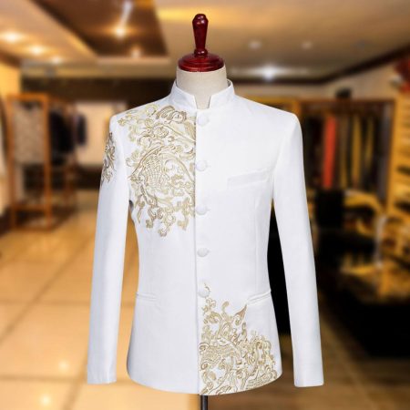 Embroidered White Prince Suit