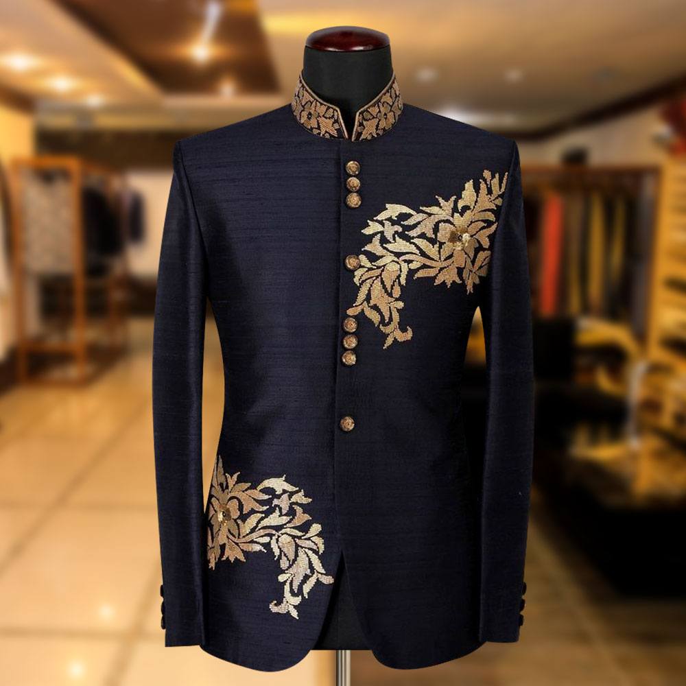 Buy Solid Navy Blue Prince Coat - Shameel Khan