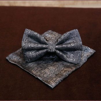 Silver And Grey Pattern Bow Tie 2