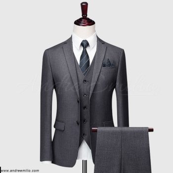 Solid Charcoal Grey 3 Piece Suit