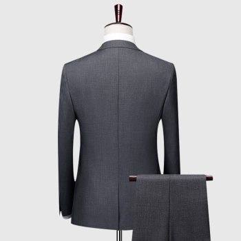 Solid Charcoal Grey 3 Piece Suit Back