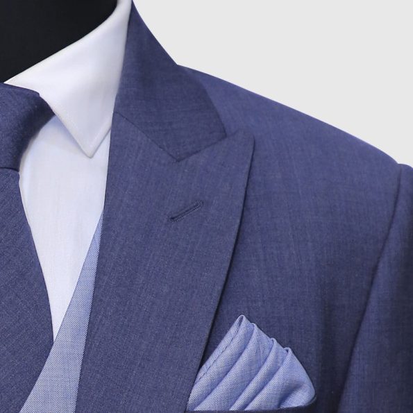 Bluish Grey 3 Piece Suit Lapel