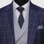 Navy Blue Windowpane Check Suit