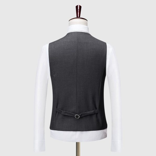Dark Grey 3 Piece Suit Waistcoat Back