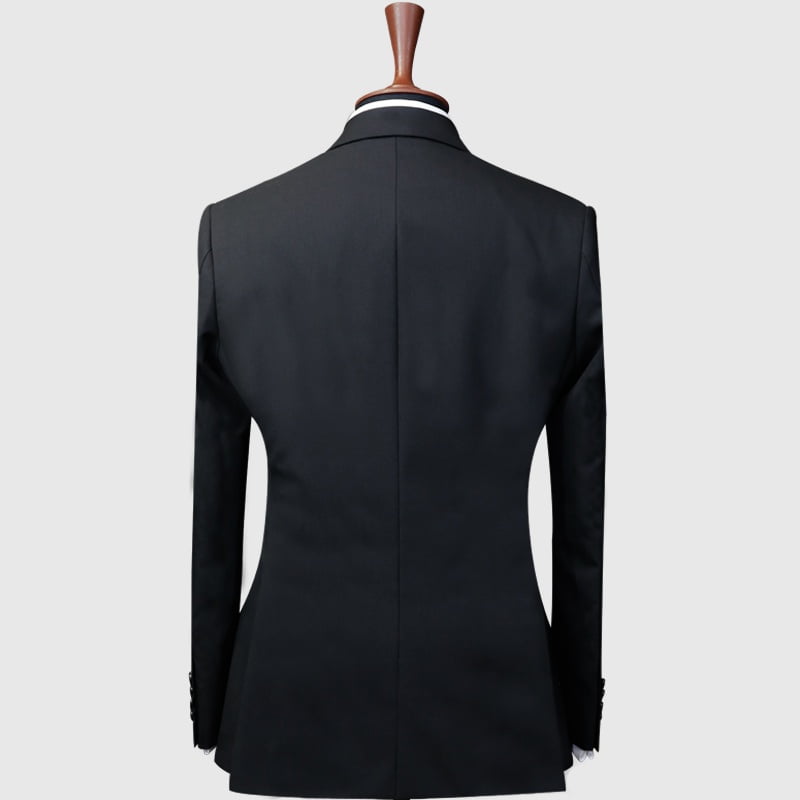 Solid Black 2 Piece Suit Back