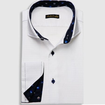 White Shirt With Fish Dots Trimming