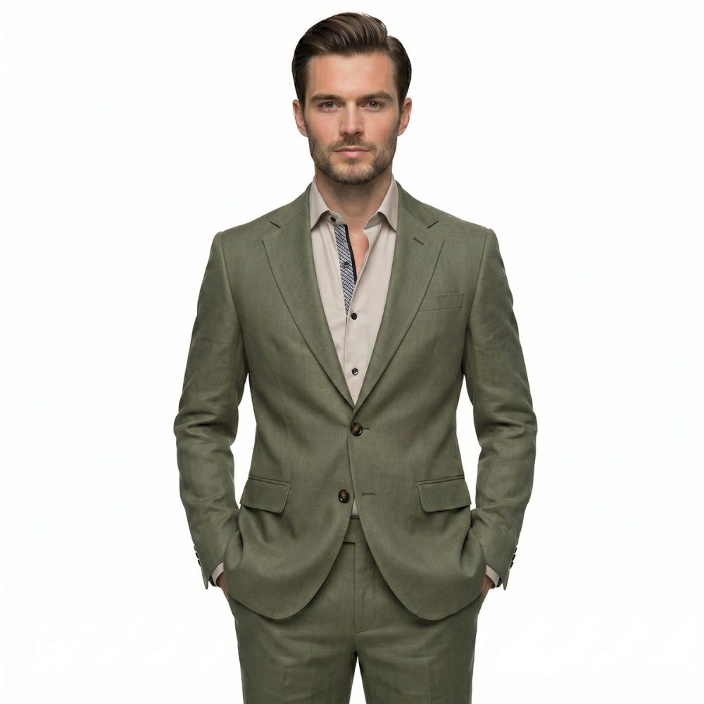 Andre Emilio Light Green Blazer With Peak Lapel