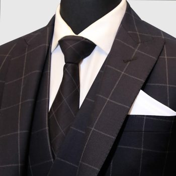 Ink Blue Windowpane Check 3 Piece Suit Frony