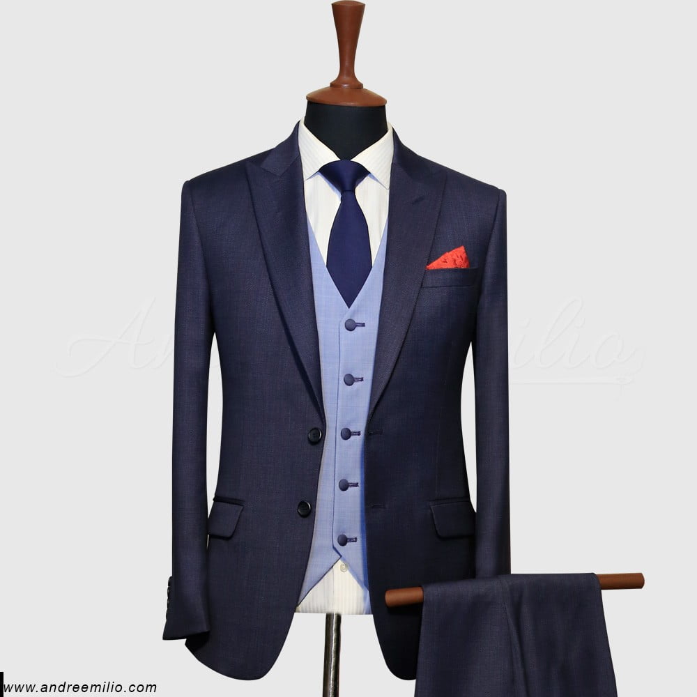 Modern-Fit Navy Blue 3 Piece Suit | Men's Suits