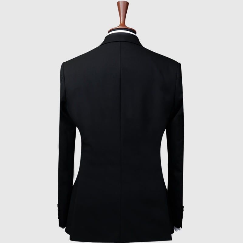 Regular Fit Black 3 Piece Suit Back