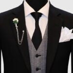 Black 3 Piece Suit with Dark Grey Waistcoat