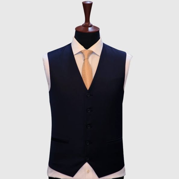 Solid Dark Blue 3 Piece Suit Waistcoat