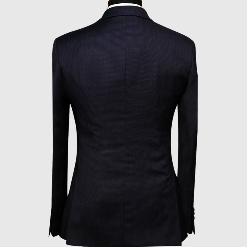 Solid Purplish Blue 3 Piece Suit Back