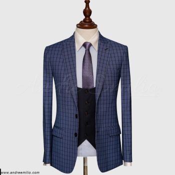 Tailored Fit Blue Check 3 Piece Suit