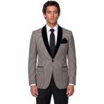 Andre Emilio Off White Gingham Tuxedo Suit