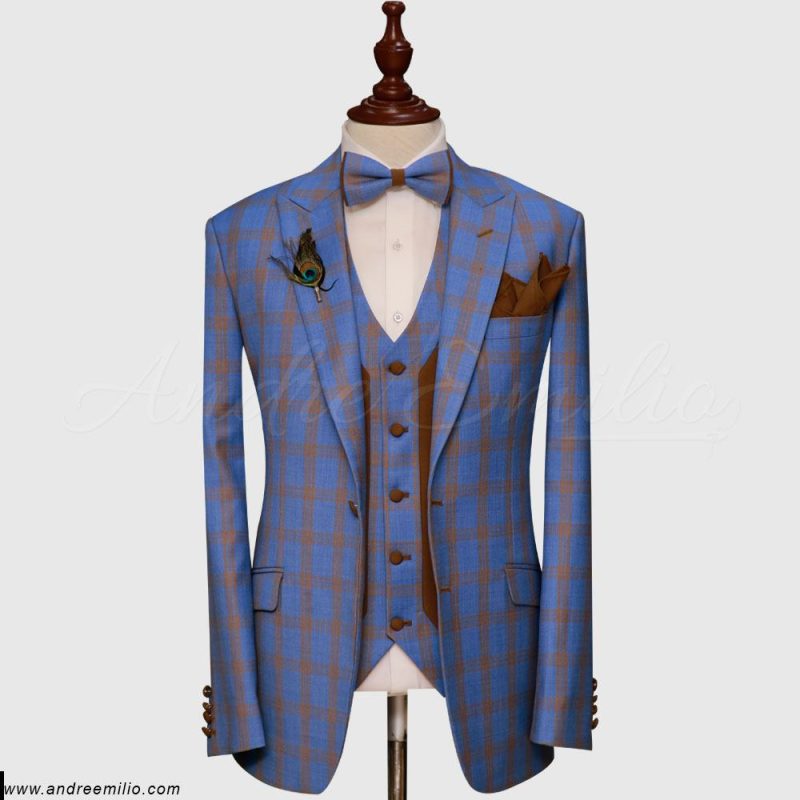 Blue Galen Checked 3 Piece Suit