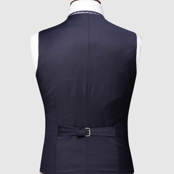 Navy Blue 3 Piece Suit Vest Back