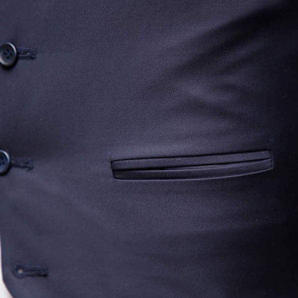 Navy Blue 3 Piece Suit Vest Pocket