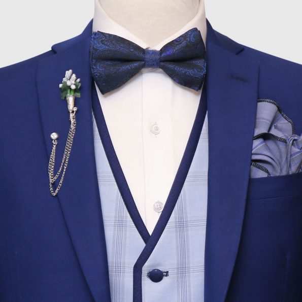 Tailored Fit Royal Blue 3 Piece Suit Front